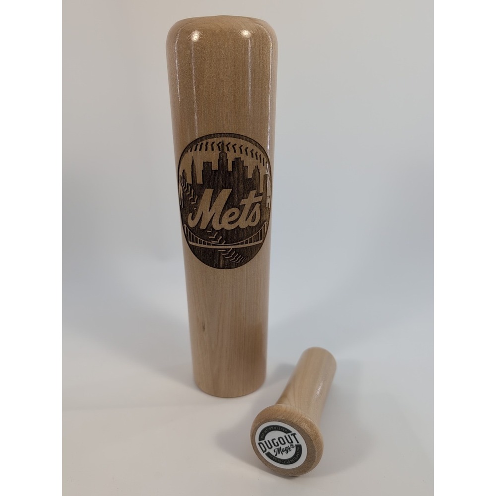 NY Mets Dugout Mugs - Wood Baseball Bat Cup & Shot Glass Set - MLB - Licensed